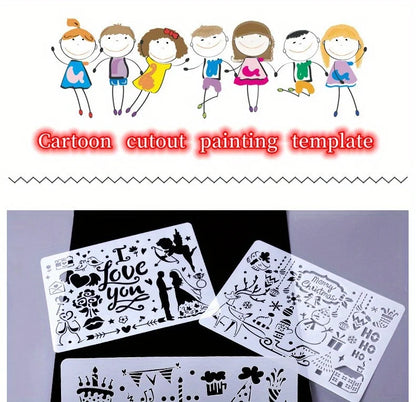 A4 5pcs/set  DIY Painting Template Wall Stencil Airbrush Scrapbook Coloring Embossing Album Diary Christmas Drawing Copy Templat