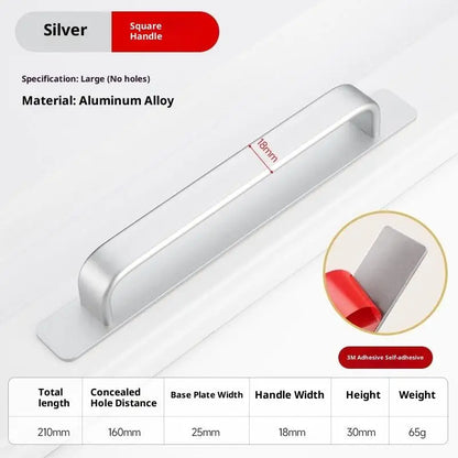 Drill-free Aluminum Handle for Sliding Door Window Drawer Bathroom Push-Pull