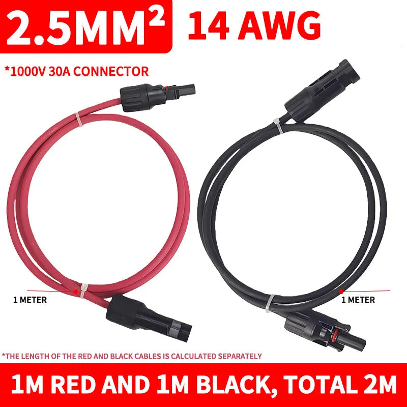 PV1-F Solar Extension Cable 2.5mm² 1/2/3/5/10M Waterproof DC Connector Male Female Pair IP67 for Photovoltaic System