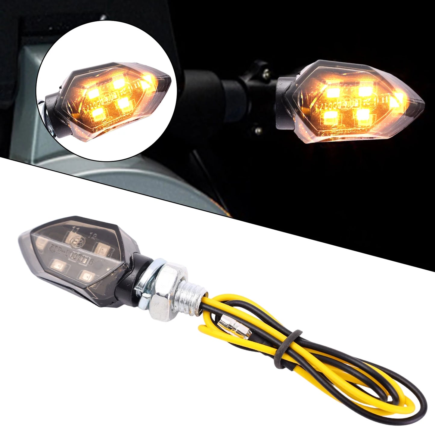 4/2pcs Mini Motorcycle Smoke Lens Turn Signal Light 5LED 12V Amber Blinker Lamp Motorcycle Universal Led Blinker Indicator Light