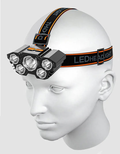 5/11 LED Headlamp Strong Light Head Torch USB Rechargeable Headlight Built-in 18650 Battery Outdoor Fishing Camping Lantern