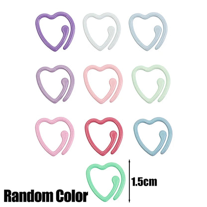 50/5x Colorful Heart Locking Stitch Markers Metal Knitting Crochet Rings