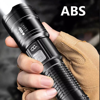 Super Bright LED Flashlight Battery Display Zoom Torch