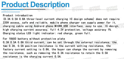 TEC4056 4.2V Lithium Battery Charger Module – 18650 Non-Protection Charging Board