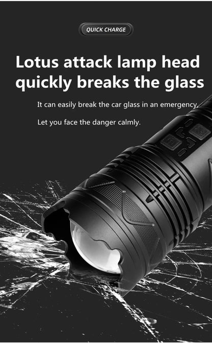 Ultra Bright 1000000LM Tactical Zoom Flashlight Rechargeable Torch