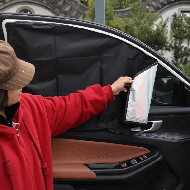 Magnetic Car Side Window Sun Shade Curtains Front/Rear Window Sun Protection Cover UV Blocking Car Privacy Curtain Accessories