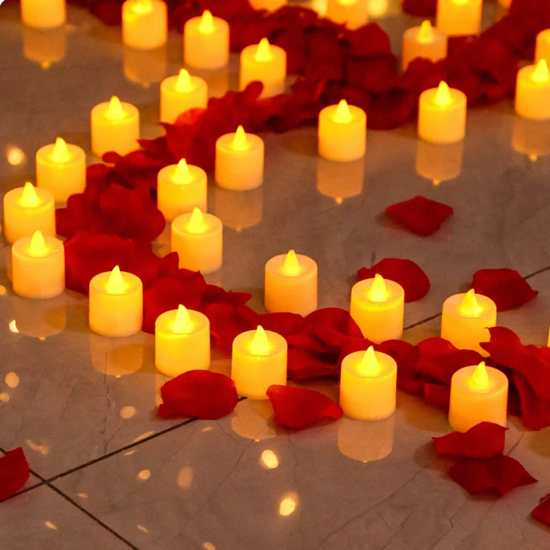 Flameless LED Tealight Candle Heart Shape 48/1PCS