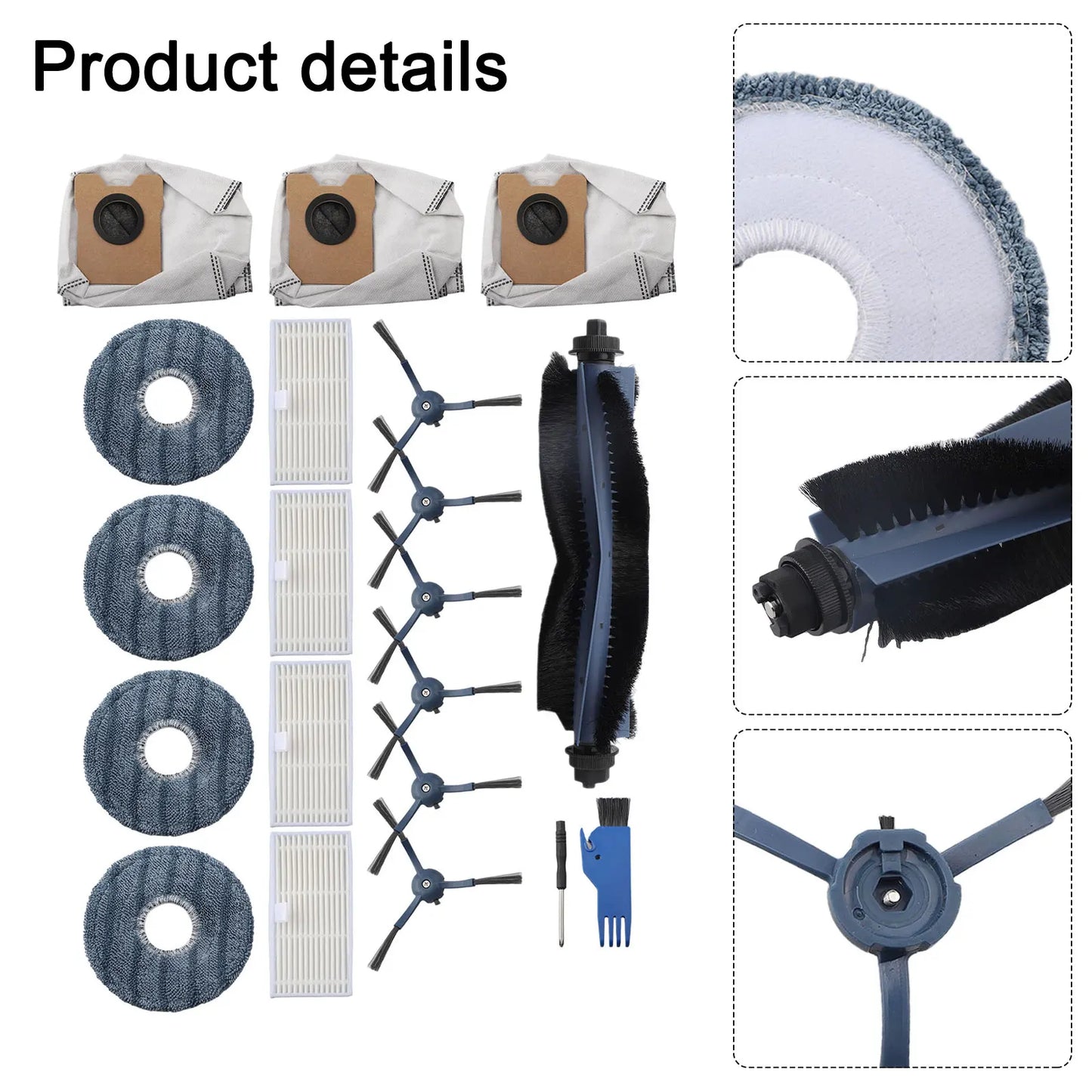 Home Maintenance As Shown Robot Vacuum Components Large Capacity Dust Bags For Disposal Replacement Brush Kit Sturdy Dust Bags