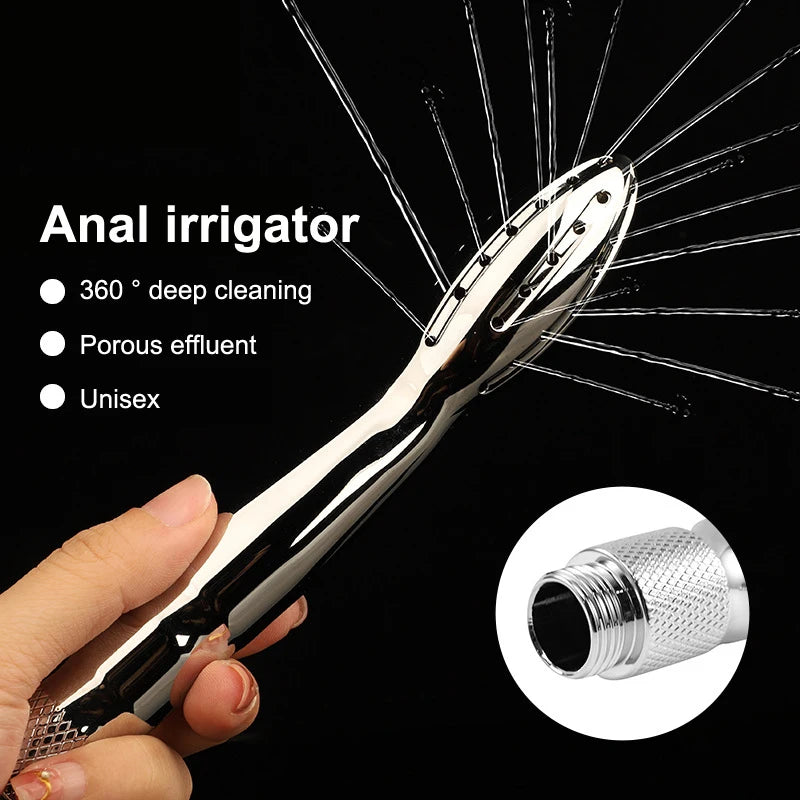Aluminum Alloy Silver Bidet Anal Enema Shower Head Anus Cleaning Wash Douche Portable Sprayer Thread