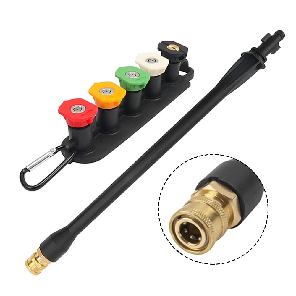 Pressure Washer Spray Wand — 1/4” Quick Connect Extension Lance with 5 Nozzles for High-Pressure Cleaning