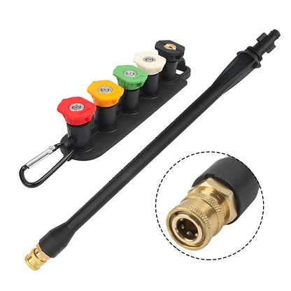 Pressure Washer Spray Wand — 1/4” Quick Connect Extension Lance with 5 Nozzles for High-Pressure Cleaning