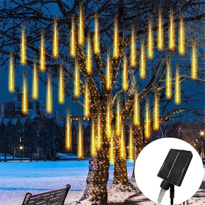 Solar Powered LED Meteor Shower Fairy Lights | 30M / 50M | 8 Tubes | Garden Outdoor Christmas Wedding Decoration