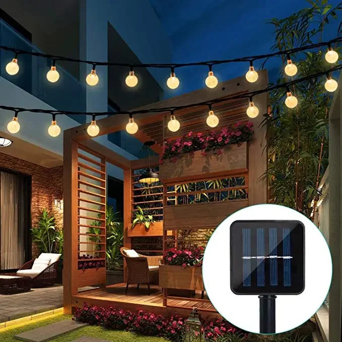 2026 New Solar Crystal Globe LED String Lights IP65 Waterproof Outdoor Fairy Light for Garden Party Christmas Decor