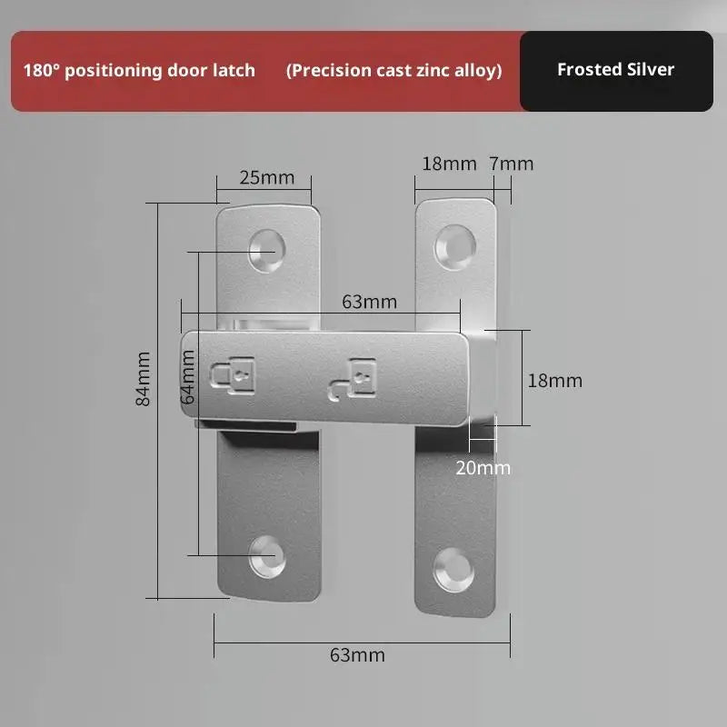 Latch Deadbolt Indoor Non-Punch Surface Mounted Door Lock Bathroom Sliding Door Buckle Snap Bolt Old-Fashioned Room Privacy Lock