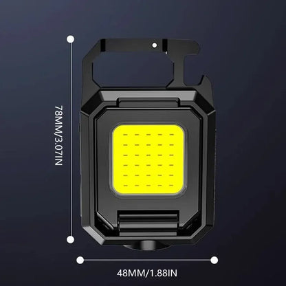 COB Work Light USB Rechargeable Lamp Flashlight Mini Keychain Light with 90° Foldable Side Lights Super Bright Portable Lanterns