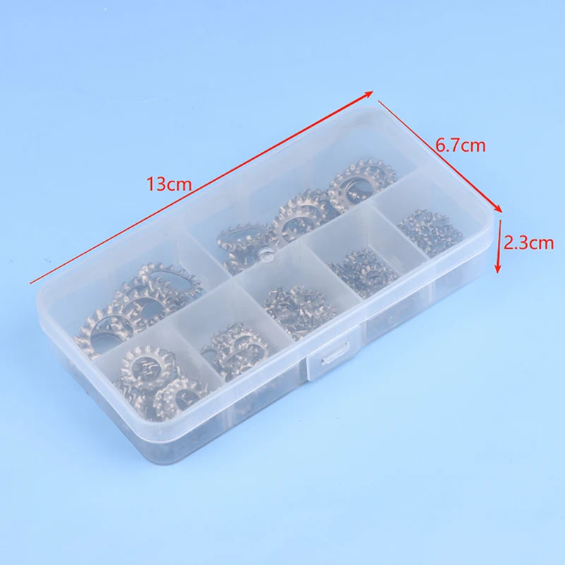 160pcs Star Lock Washers Assortment M3–M12 Stainless Steel