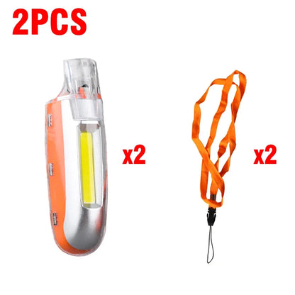 2-in-1 COB LED Flashlight Keychain with Whistle Portable Handheld Lamp