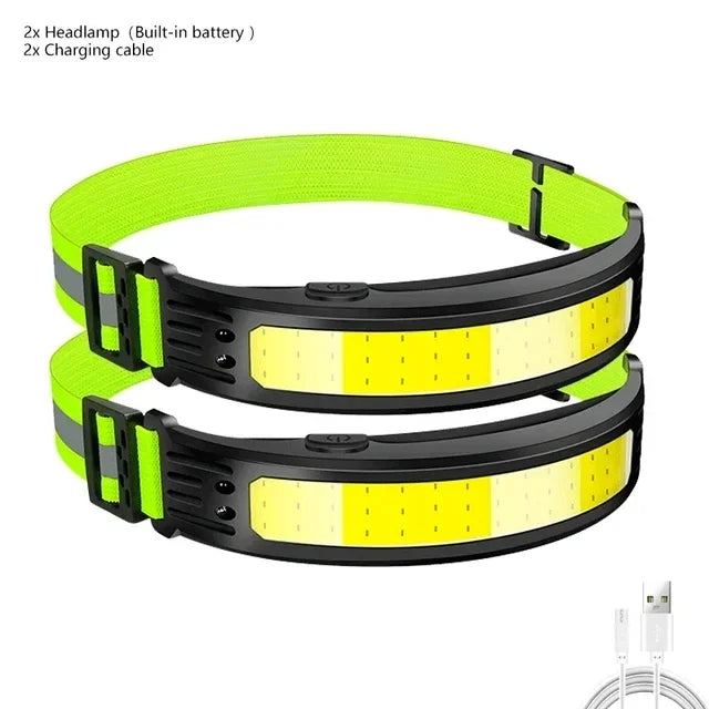 COB LED Sensor Headlamp USB Rechargeable Waterproof Head Torch