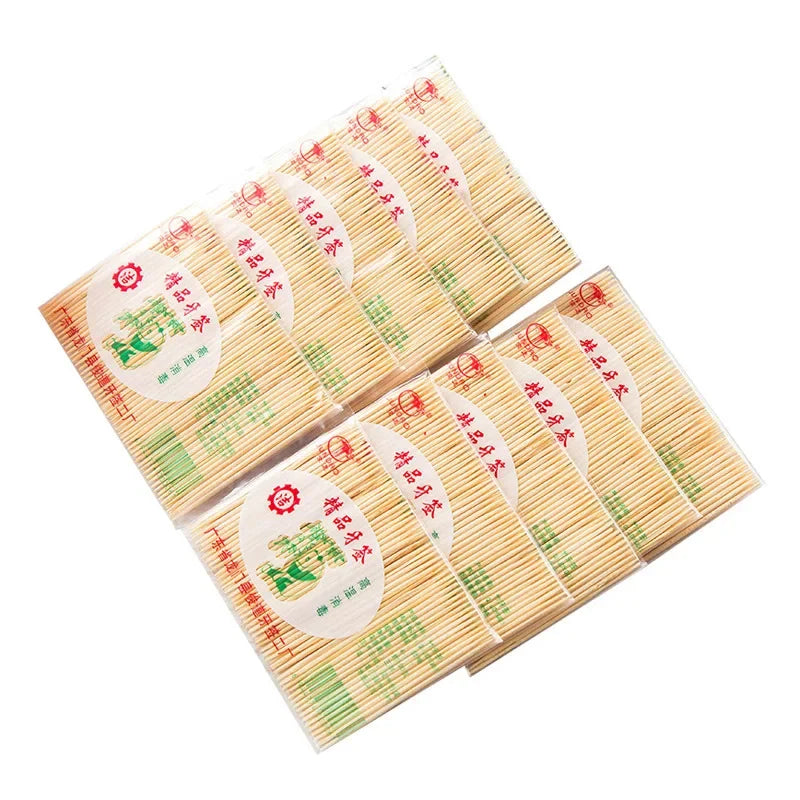 500PCS Disposable Bamboo Toothpicks Double Headed Picks Fruit Dessert Picks Home Kitchen Restaurant Portable Teeth Cleaning Tool