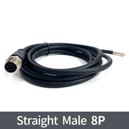 2m M12 Waterproof Sensor Cable Male & Female Connector 4/5/8/12 Pin Integrated Injection Molded