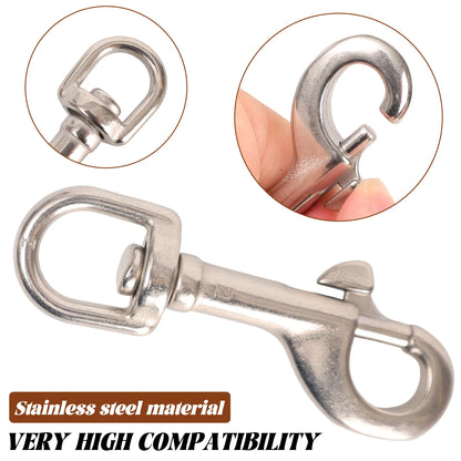 5/1pcs Stainless Steel Swivel Eye Bolt Spring Snap Hook Marine Diving D Ring Snap Hooks with Swivel for Scuba Diving Pet Leash