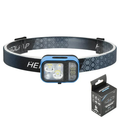 Multi-light Source Headlamp Red Light Portable LED Head Lamps Rechargeable Headlight Built-in Battery Display Waterproof Lamp