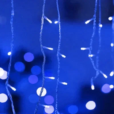 Christmas Icicle Light Decorations Outdoor Garden Street Droop LED Lamp Curtain String Fairy Garland for Eaves