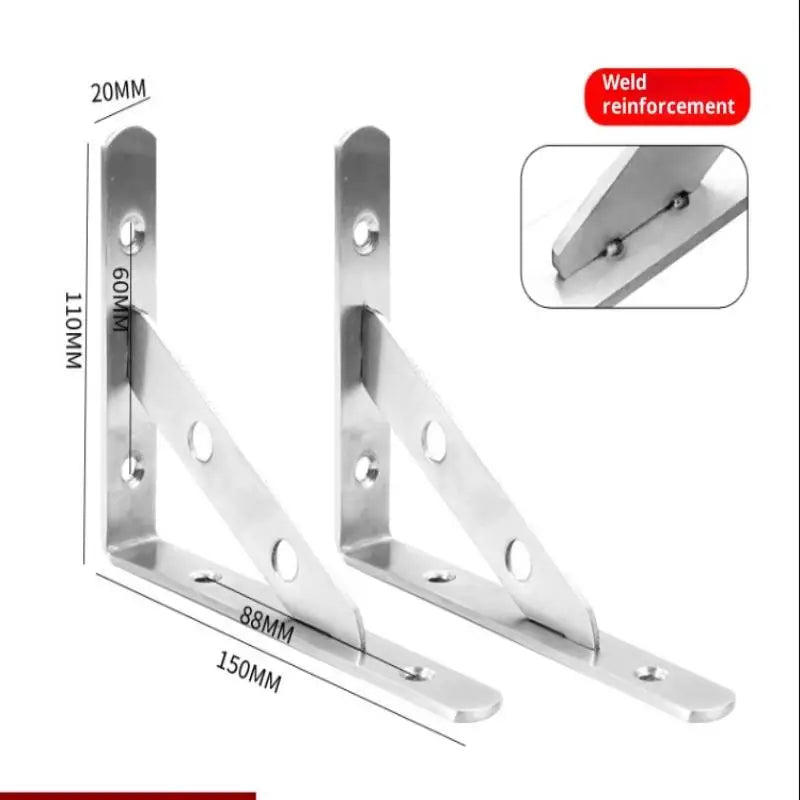 2Pcs Angle Bracket Heavy Duty For Wall Angle Bracket Stainless Steel L Type Bracket
