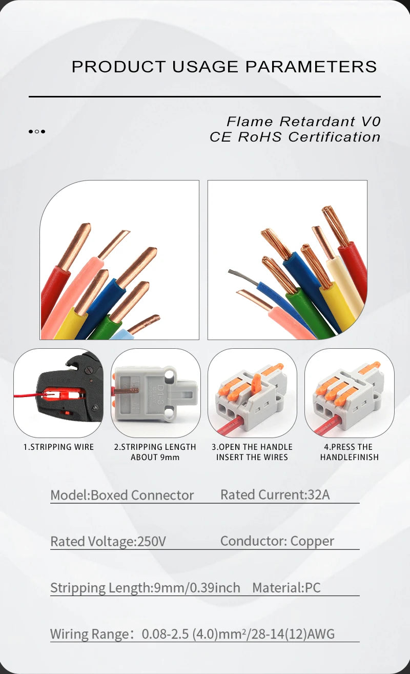 3/4/5/6 Pin 1 in Multiple Out Quick Wire Connectors Compact Cable Splitter Push-in Electrical Lever Terminal Block 213 214 215