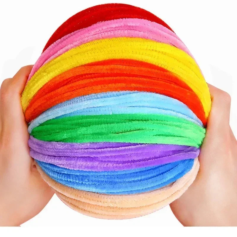 Wholesale Colorful Chenille Stems Pipe Cleaners Plush Tinsel Stem Wired Sticks Twist Stick Hair Strip DIY Craft Educational Toys