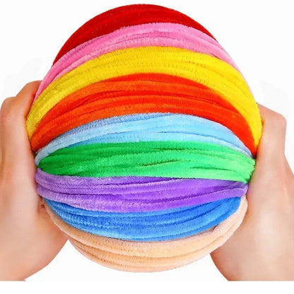 Wholesale Colorful Chenille Stems Pipe Cleaners Plush Tinsel Stem Wired Sticks Twist Stick Hair Strip DIY Craft Educational Toys