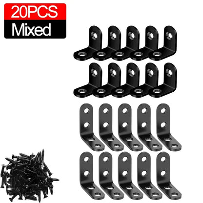 10/20pcs Stainless Stee L Bracket Corner Braces Joint Right Angle Bracket Fastener L-shaped Joints Support Bracket with Screw