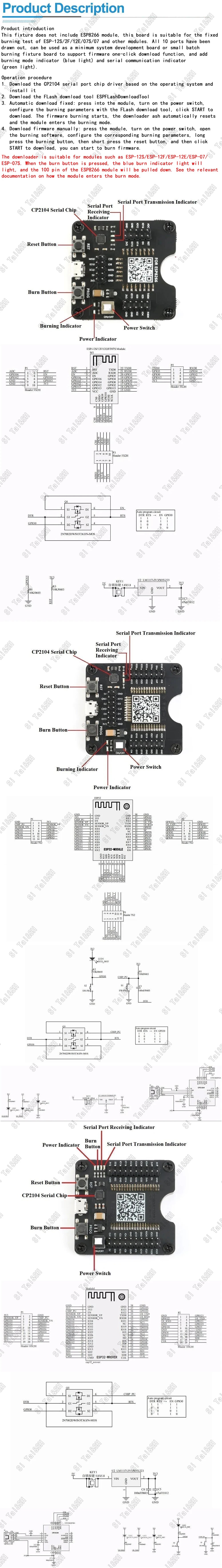 ESP32/ESP8266 Development Board Programmer Socket Downloader for ESP Modules
