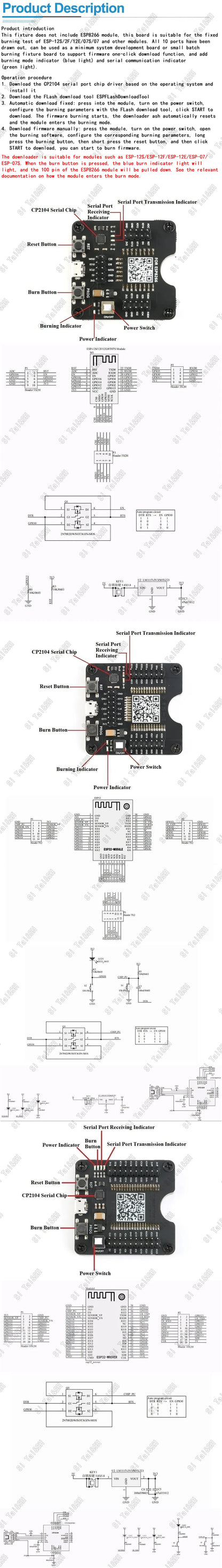ESP32/ESP8266 Development Board Programmer Socket Downloader for ESP Modules
