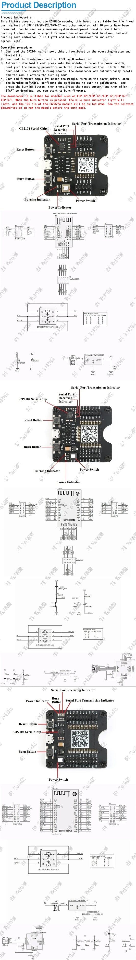 ESP32/ESP8266 Development Board Programmer Socket Downloader for ESP Modules
