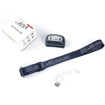 USB Rechargeable Mini Strong Light LED Sensor Headlamp Outdoor Waterproof Work Head Torch Camping Fishing Search Headlight