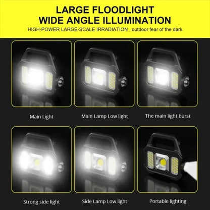 Multifunctional COB Searchlight LED Strong Light Flashlight Solar Charging Waterproof Outdoor Emergency Lighting Work Light