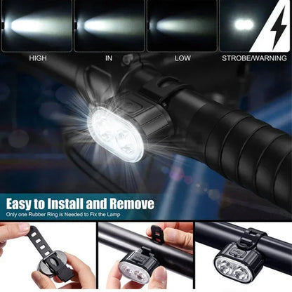 Rechargeable Bike Light Set Front Light with Taillight Mini Night Safety Warning Bicycle Accessories for Night Outdoor Cycling