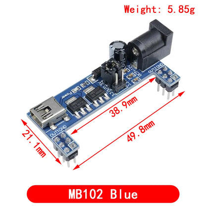 3.3V/5V MB102 Breadboard Power Module with 400-Point Solderless Prototype Breadboard and Flexible Jumper Wires Kit