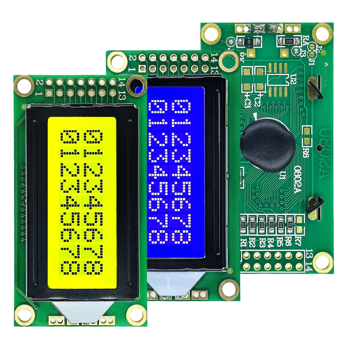LCD0802 8x2 Character LCD Display Module 3.3V 5V Blue Green Screen LCM for Arduino and DIY Projects