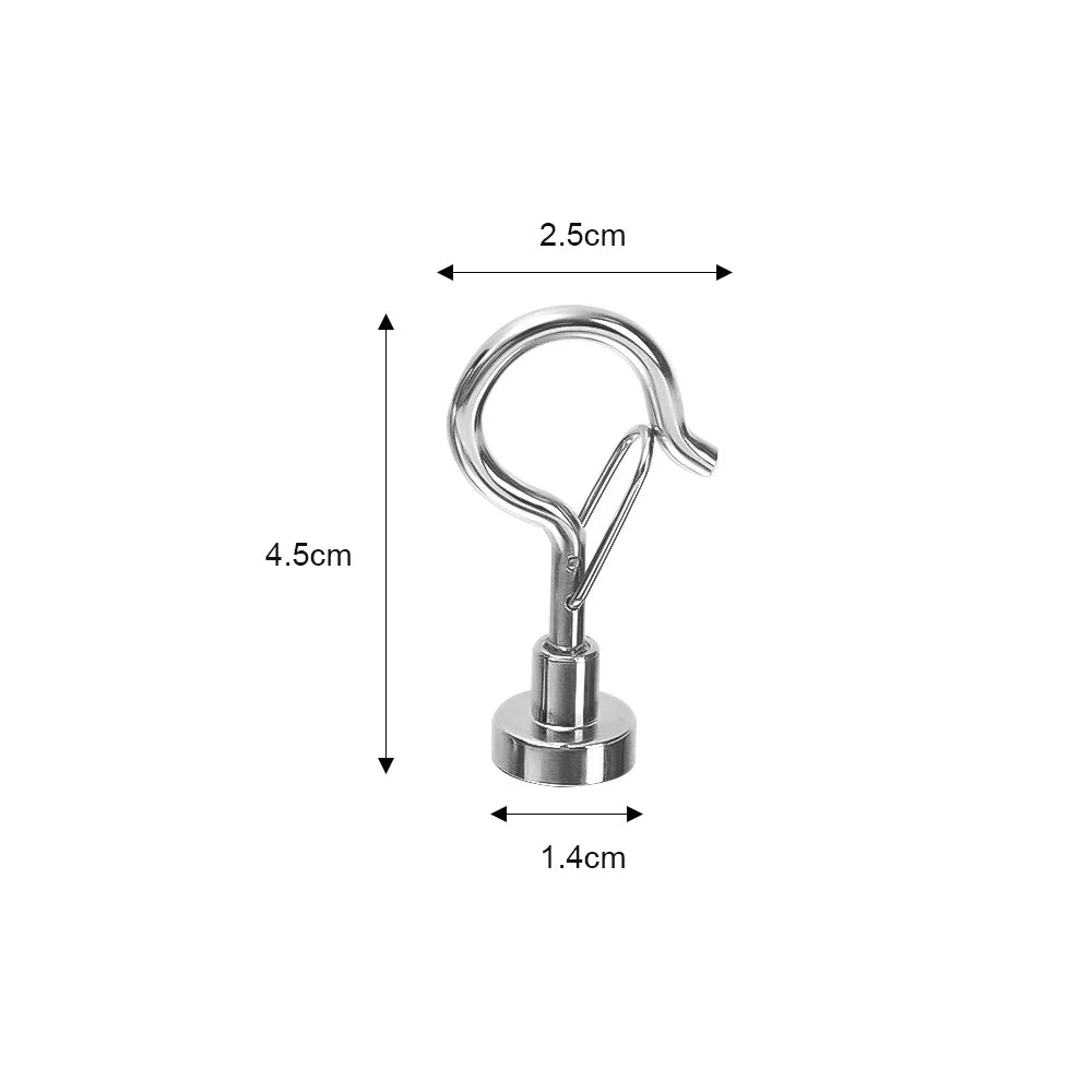 10/1Pcs Magnetic Hook Elastic Hook Press Household Magnetic Buckle Wholesale NdFeB Strong Magnet Keychain Magnet Hook Hardware