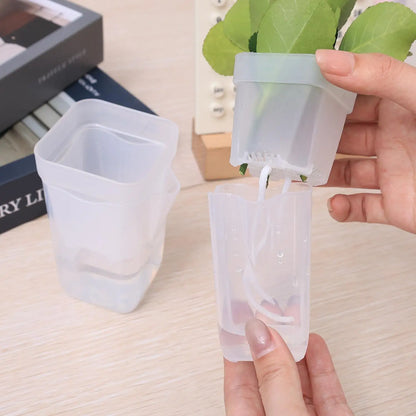 5./1PCS Self Watering Flower Pots Plastic Plant Pot with Drainage Holes Transparent Planting Flower Pot Home Garden Accessories