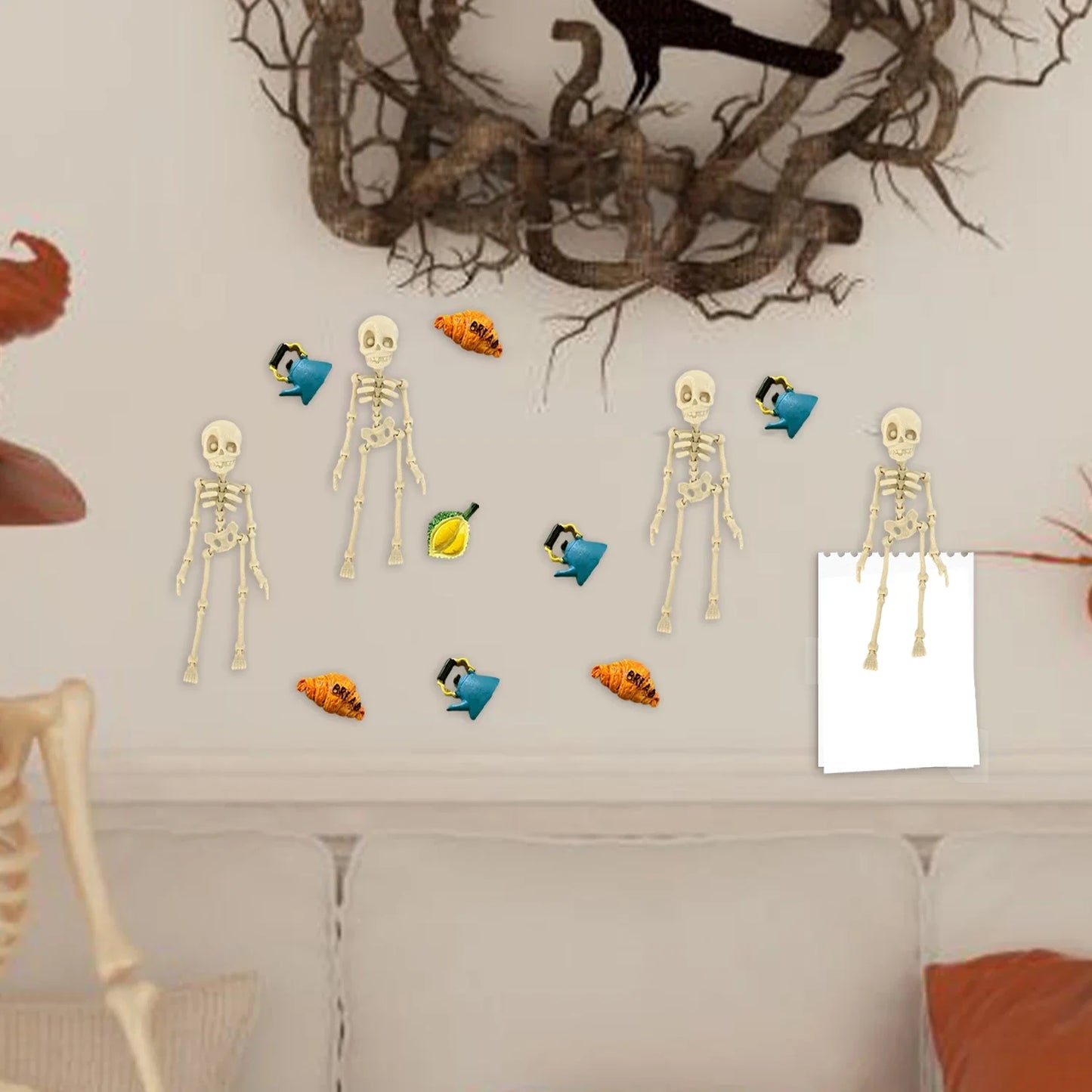 10/1PCS Halloween 3D Poseable Skeleton Magnet with Movable Joints Refrigerator Decoration Halloween Creative DIY Craft Ornament