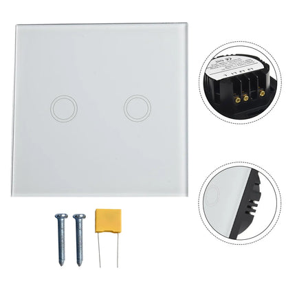 2-Gang Touch Switch Touch Dimmer Switch Office Lighting Home Decor 30 -90 Brightness Dimming No Neutral Wire Required
