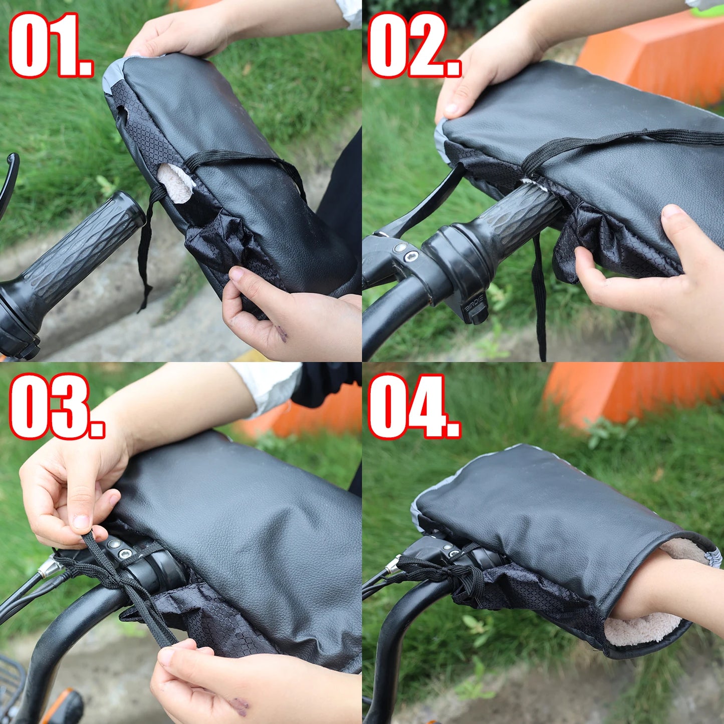 Motorcycle Handlebar Muffs – Thick Warm Grip Handle Covers, Rainproof Winter Warmer Gloves for Scooter & Motorcycle
