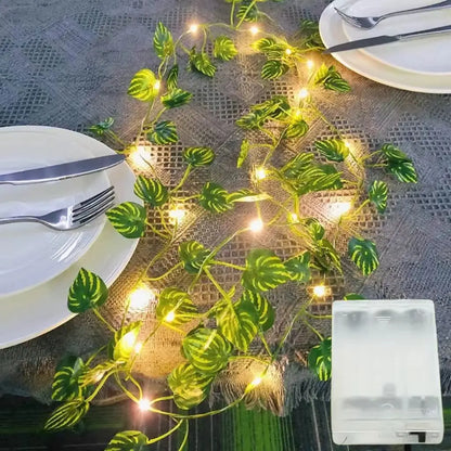 Christmas Battery Powered 2M-10M LED Ivy Fairy Lights Artificial Green Leaf String for Home Wedding Wreath Decor