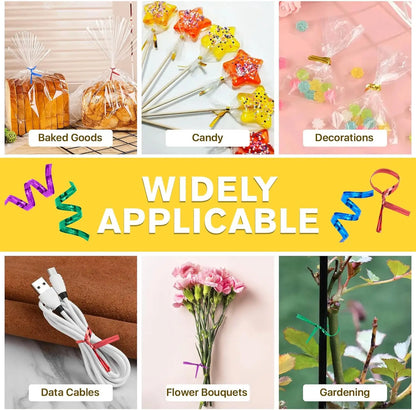 Reusable Metallic Twist Tie Bread Candy Bag Ties DIY Crafts Plant Flower Binding Wire Party Favor Gifts Wrapping Foil Twists Tie