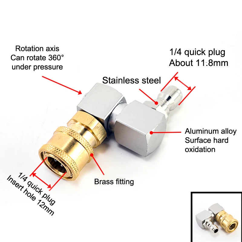 New 1Pcs Hose Fitting Coupler Adaptor With DN8 G1/4 Thread Universal 360º Rotatable Pneumatic Connector Air Tool DIY Accessories
