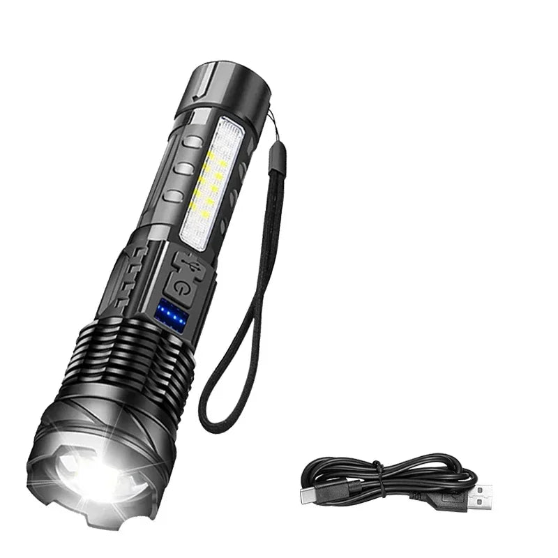 Outdoor Mini Flashlight 9 LED Strong Light Lantern Long Range Rechargeable Pocket Lamp Portable Camping Hiking Magnetic Light
