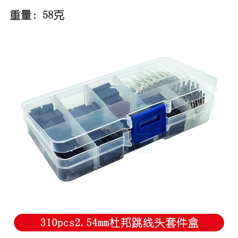 Electronic Component Kit Box with LEDs, Transistors, IC Sockets, Switches, and Jumper Wires